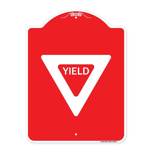 Designer Series Sign-Yield, Red & White Aluminum Architectural Sign, 18" x 24", RW-1824-22695